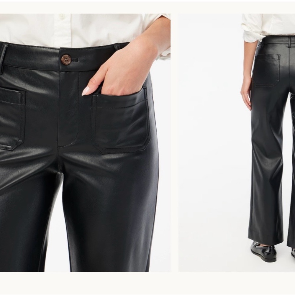 J. Crew Lizzie high rise patch pocket faux Black Leather Pants NWT size 25